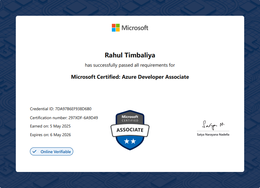 Microsoft Certified: Azure Developer Associate